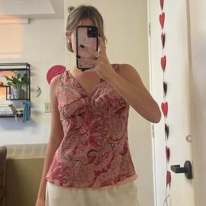 the red and pink floral cami tank top